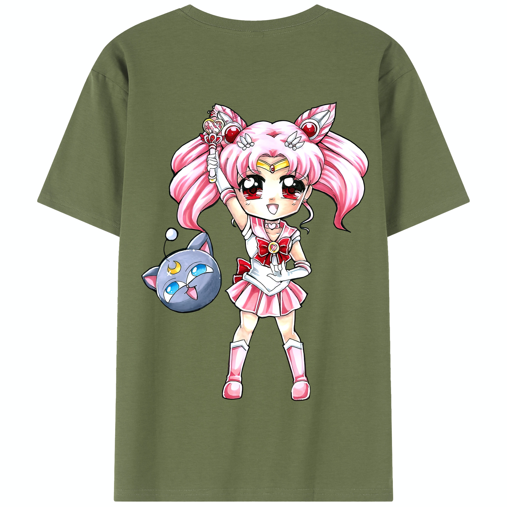 （画像用） 美少女戦士セーラームーン ちびうさ Sailor Moon Chibiusa Tsukino Usagi Small Lady Serenity 綿100％半袖Tシャツ（背面プリント）